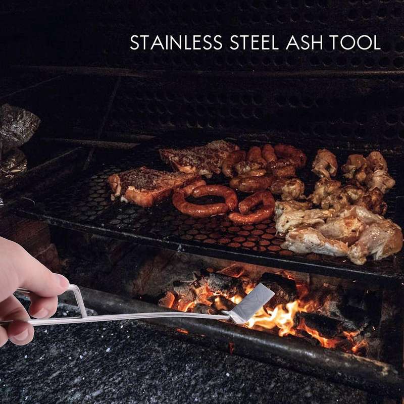 Stainless Steel Charcoal Ash Rake Bbq Ash Tool Rake Poker for Charcoal Smoker Wood Burning Stove Si