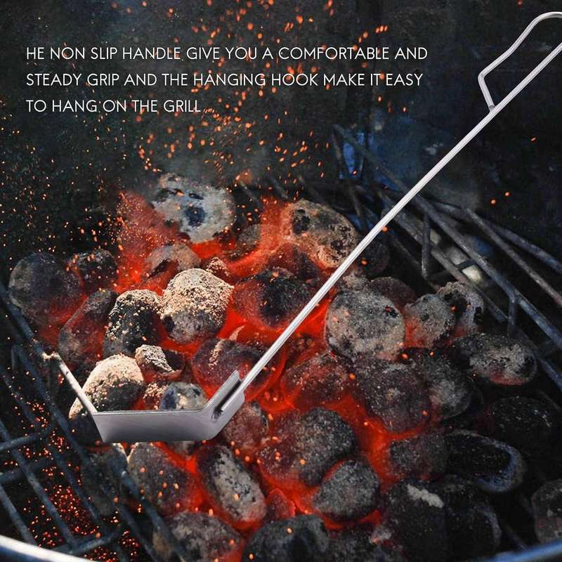 Stainless Steel Charcoal Ash Rake Bbq Ash Tool Rake Poker for Charcoal Smoker Wood Burning Stove Si