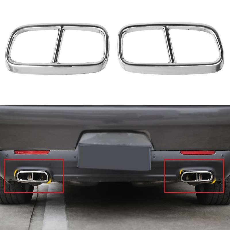 Stainless Steel Car Rear Tail Throat Decor Frame Car Exhaust Pipe Trim Cover Stickers for 2015-2020