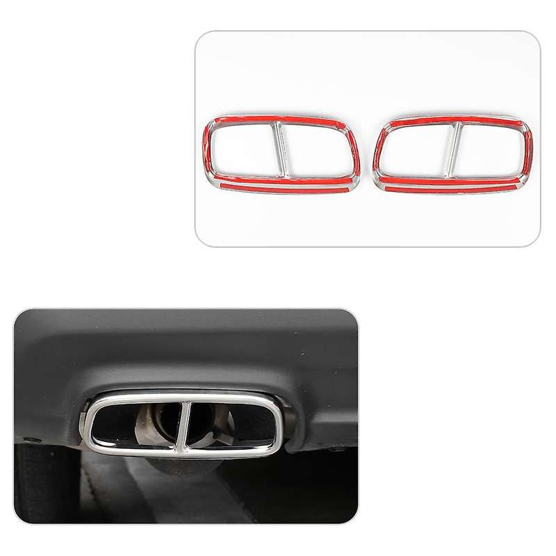 Stainless Steel Car Rear Tail Throat Decor Frame Car Exhaust Pipe Trim Cover Stickers for 2015-2020
