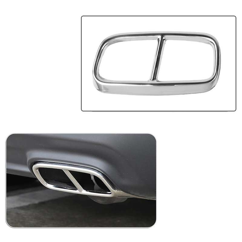 Stainless Steel Car Rear Tail Throat Decor Frame Car Exhaust Pipe Trim Cover Stickers for 2015-2020