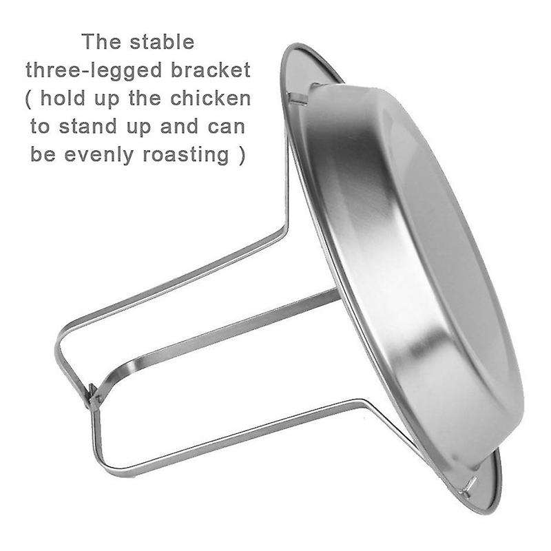 Stainless Steel Chicken Roaster Rack Beer Can Vertical Roaster Chicken Holder with Drip Pan for Oven