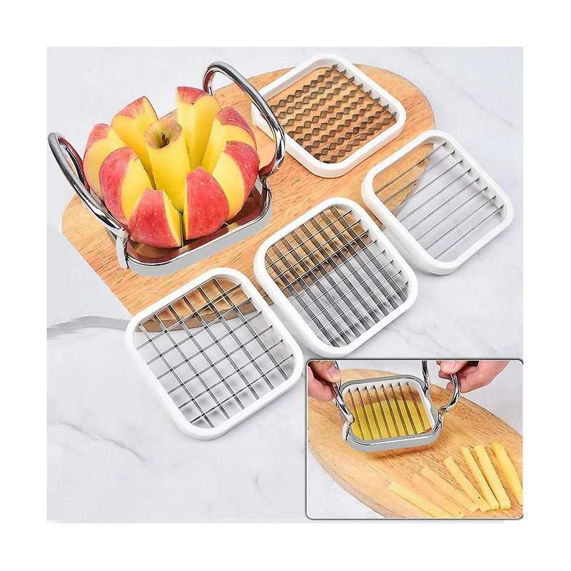 Stainless Steel Chip Cutter, Potato Cutter Is Very Versatile with 5 Different Blade Shapes, Potato S