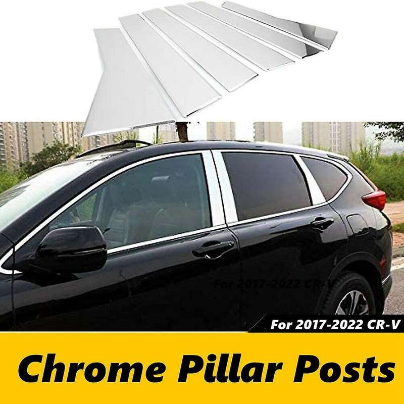 Stainless Steel Chrome Exterior Side Door Window Pillar Posts Overlay Pre-Cut Trim Sticker for -V 20
