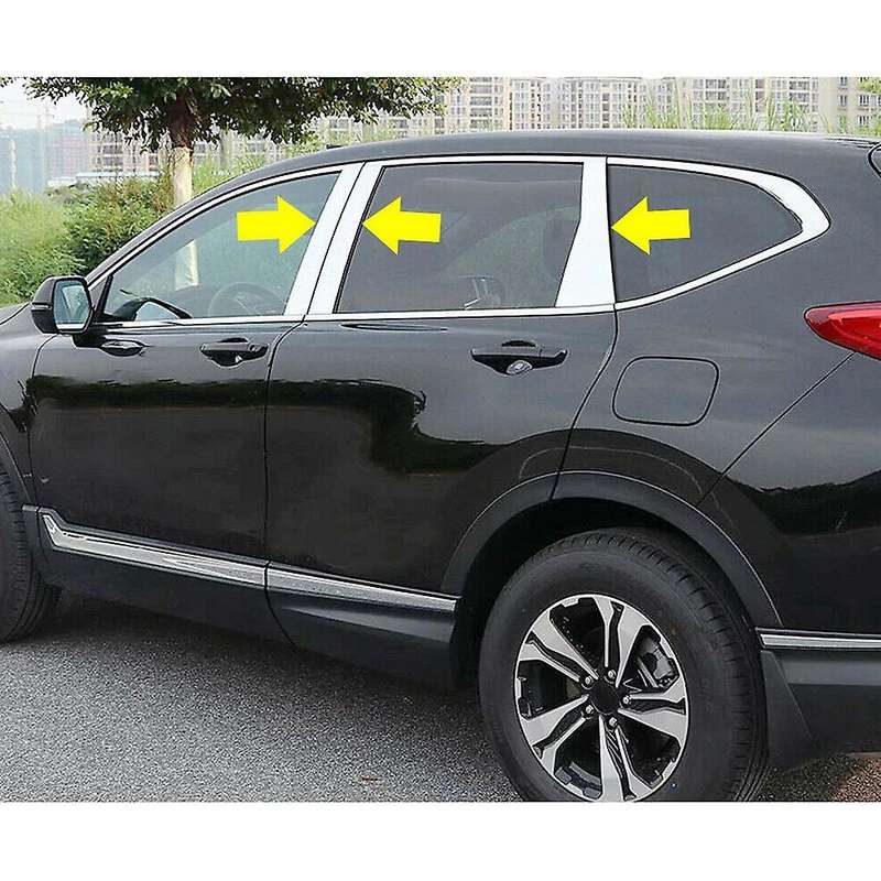 Stainless Steel Chrome Exterior Side Door Window Pillar Posts Overlay Pre-Cut Trim Sticker for -V 20