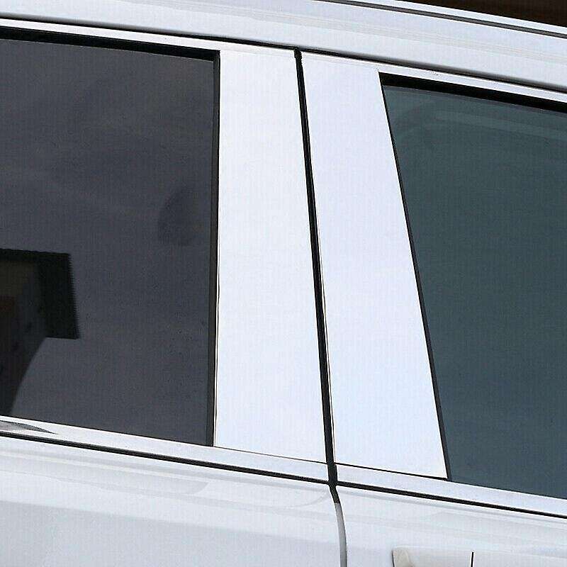 Stainless Steel Chrome Exterior Side Door Window Pillar Posts Overlay Pre-Cut Trim Sticker for -V 20