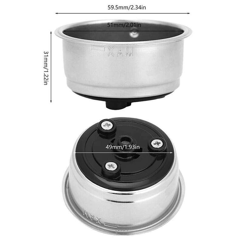 Stainless Steel Coffee Filter Basket 51mm Coffee Portafilter Basket Detachable Espresso Machine Port
