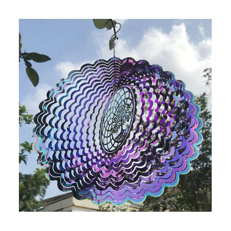 Stainless Steel Colorful Wind Spinner 3D Stainless Steel Metal Art Hanging Wind Spinner Dynamic Gard