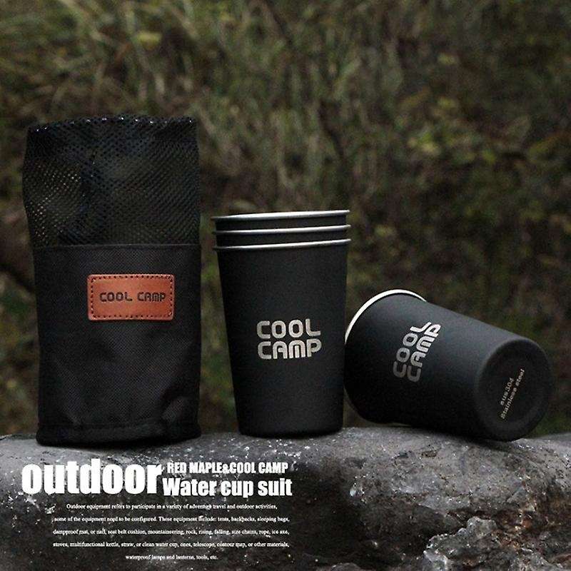 Stainless Steel Cup 350ML Metal Water Cup Coffee Cup Food Grade Cup Camping 4 Piece Set Cup Portable