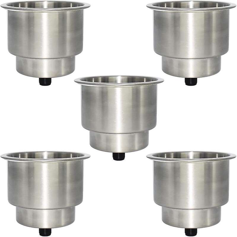 Stainless Steel Cup Drink Holder Insert with Drain for Marine Boat RV , 5PCS