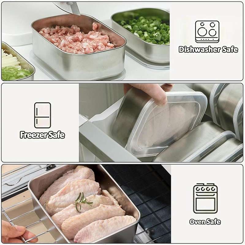 Stainless Steel Containers for Food Storage,food Storage Bento Box Container,leak Proof Silicone Lid