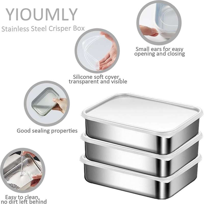 Stainless Steel Containers for Food Storage,food Storage Bento Box Container,leak Proof Silicone Lid