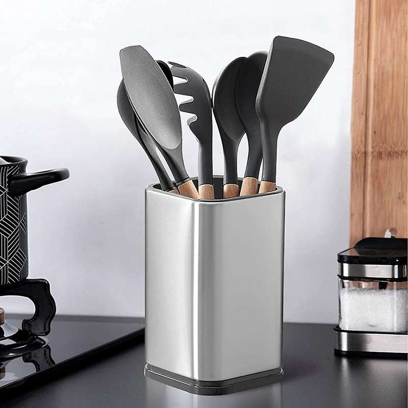 Stainless Steel Cutlery Holder is Suitable for Countertop Black Cooking Utensil Holder for Deep Stab