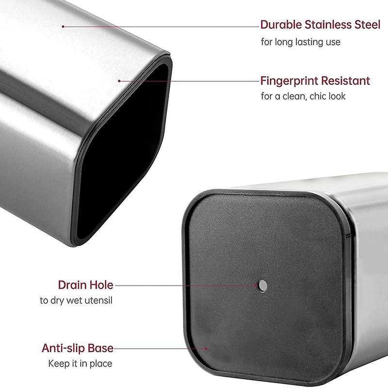 Stainless Steel Cutlery Holder is Suitable for Countertop Black Cooking Utensil Holder for Deep Stab