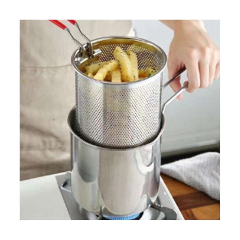 Stainless Steel Deep Frying Pot Tempura French Fries Fryer with Strainer Chicken Fried Pans Kitchen
