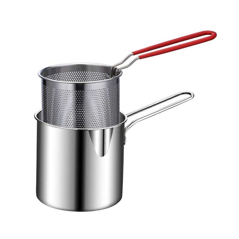 Stainless Steel Deep Frying Pot Tempura French Fries Fryer with Strainer Chicken Fried Pans Kitchen