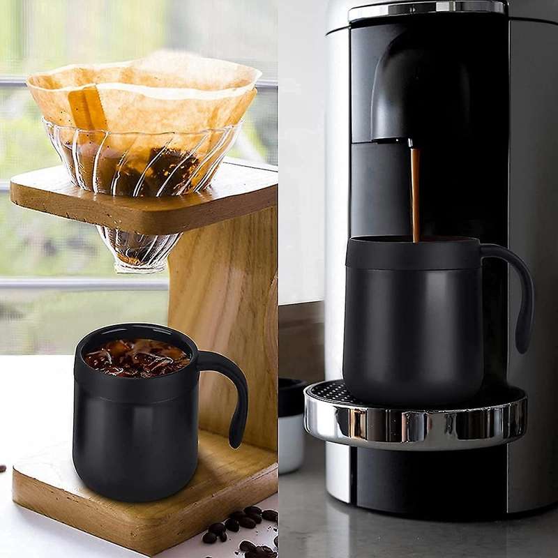 Stainless Steel Drinking Cup with Handle and Lid for Office