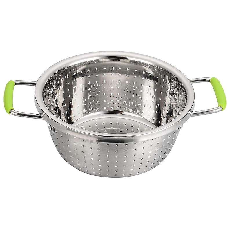 Stainless Steel Double-Handle Drain Basin Drain Basket for Washing Rice and Vegetable Kitchen Suppli