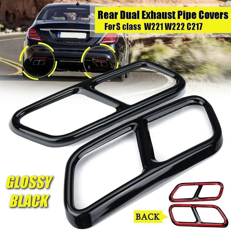 Stainless Steel Exterior Exhaust Muffler Tail Pipe Trim Cover for - S Class W221 W222 2010-2017