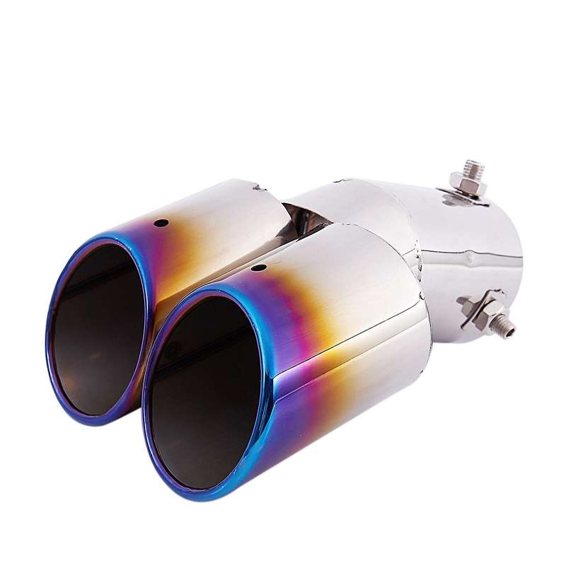 Stainless Steel Exhaust Muffler Tip 1 to 2 Dual Pipe Trim Modified Car Rear Tail Throat Suitable for