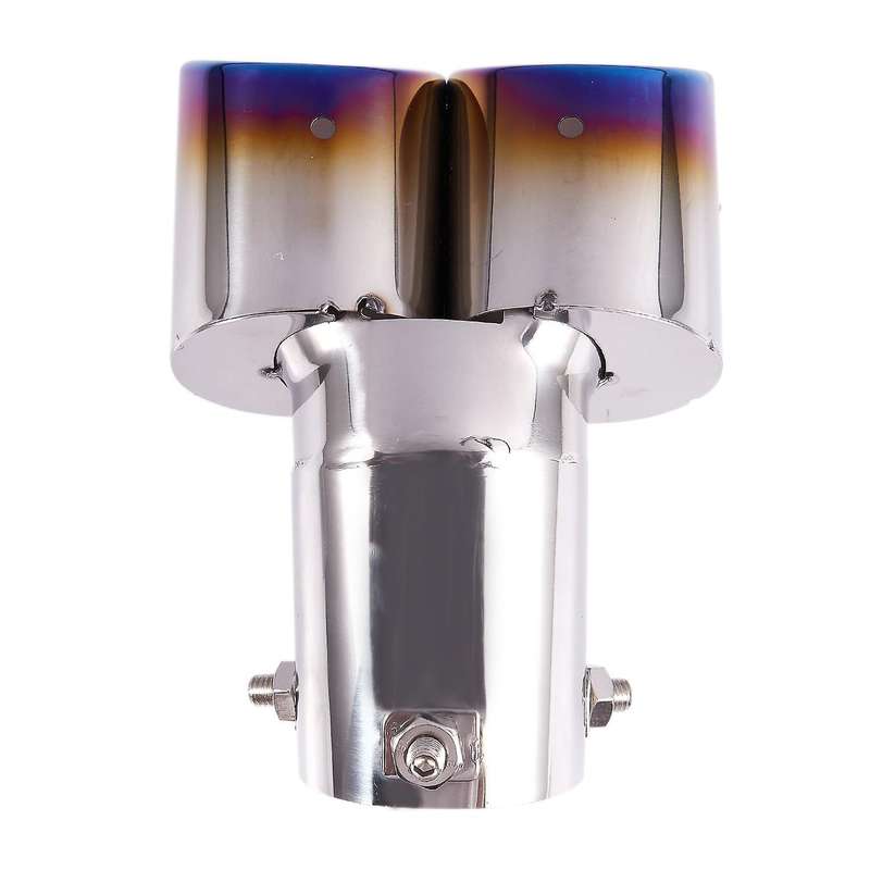 Stainless Steel Exhaust Muffler Tip 1 to 2 Dual Pipe Trim Modified Car Rear Tail Throat Suitable for