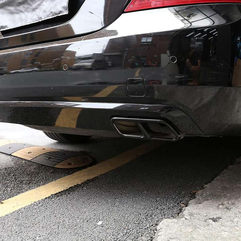 Stainless Steel Exhaust Muffler Tail Pipe Trim Cover for S Class W221 W222 2010-2017 (Black)