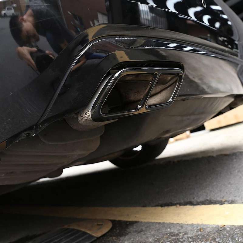 Stainless Steel Exhaust Muffler Tail Pipe Trim Cover for S Class W221 W222 2010-2017 (Black)