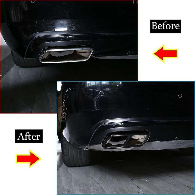 Stainless Steel Exhaust Muffler Tail Pipe Trim Cover for S Class W221 W222 2010-2017 (Black)