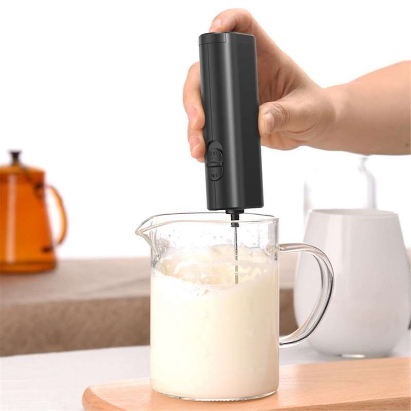 Stainless Steel Electric Milk Frother Whisk, Portable Coffee Cream Electric Milk Frother
