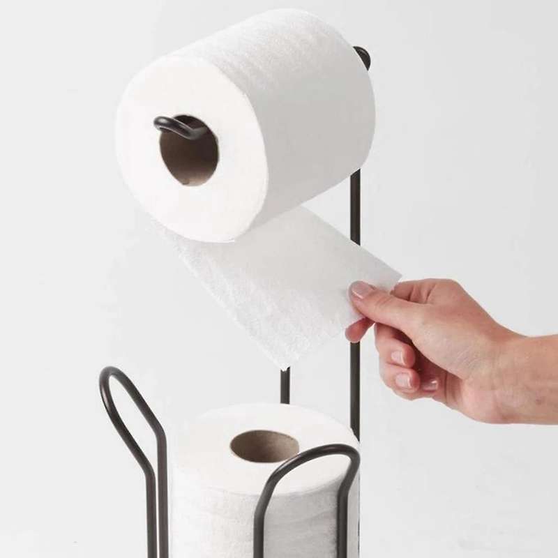 Stainless Steel Floor Standing Paper Roll Towel Holder Stand Organizer Toilet Paper Rack Bathroom V