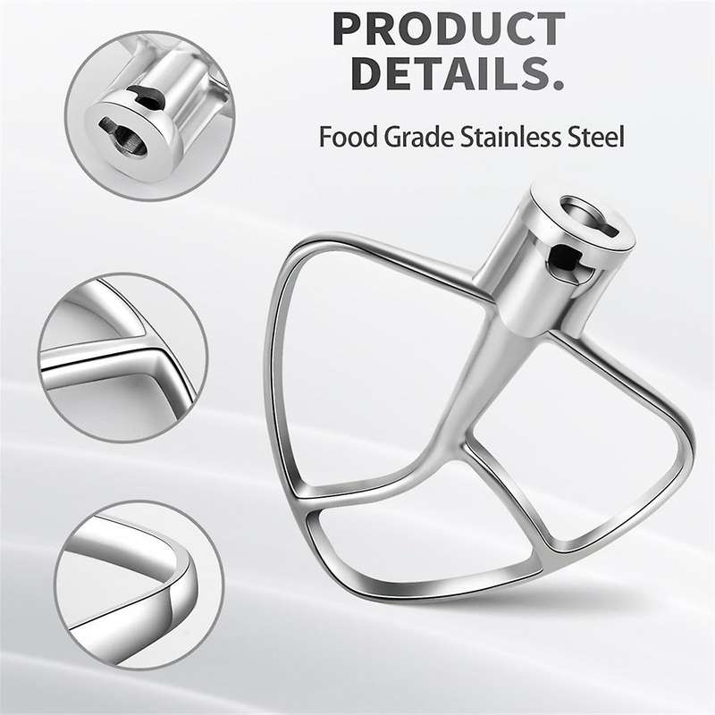 Stainless Steel Flex Edge Beater for Mixer, Fits Tilt-Head Stand Mixer Bowls for 4.5-5 Quart Bowls