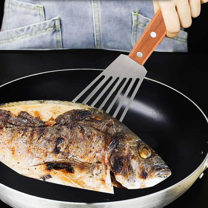 Stainless Steel Fish Spatula Turner,Metal Spatula Compatible Flipping Frying