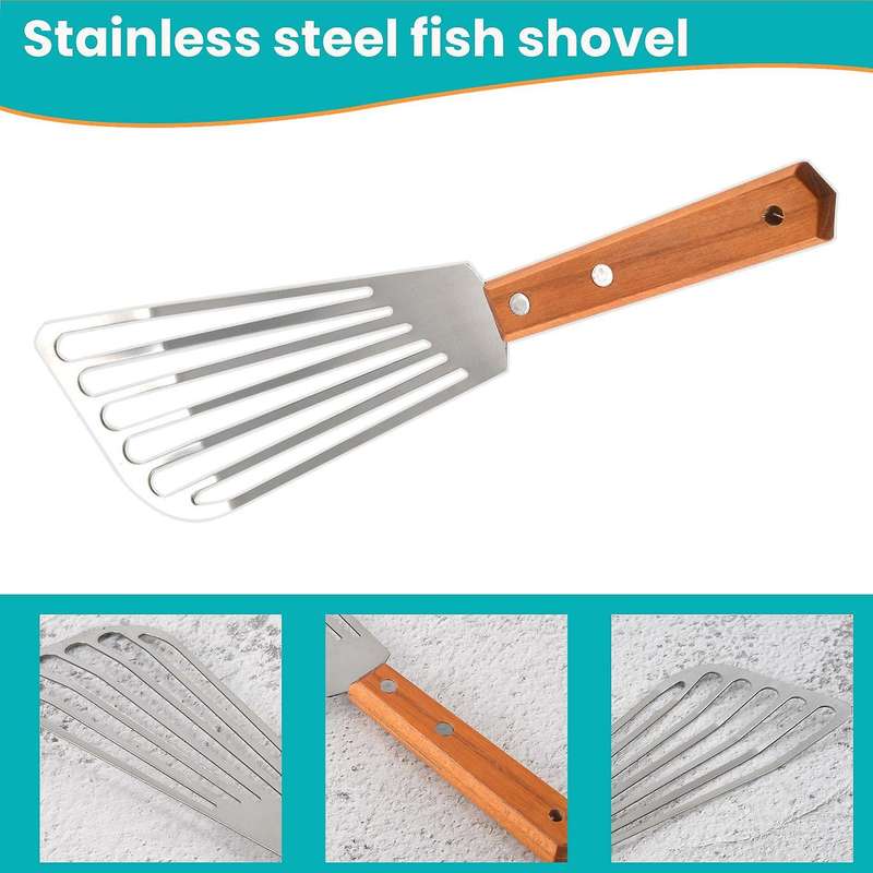 Stainless Steel Fish Spatula Turner,Metal Spatula Compatible Flipping Frying