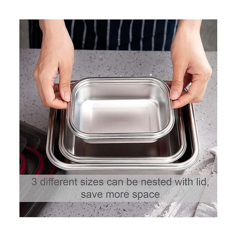 Stainless Steel Food Storage Containers, Food Grade Metal Food Boxes Lunch Bento Box Meal Prep Cont