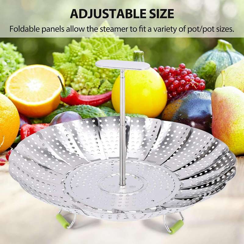 Stainless Steel Folding Vegetable Steamer Basket,insert for Cooking Food,expandable to Fit Various