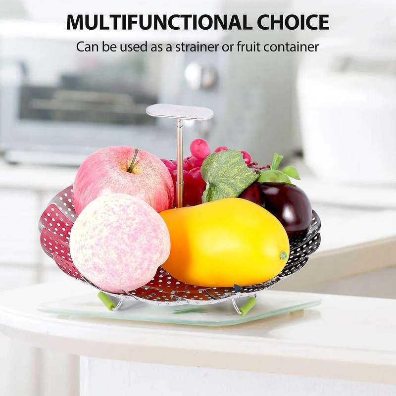 Stainless Steel Folding Vegetable Steamer Basket,insert for Cooking Food,expandable to Fit Various
