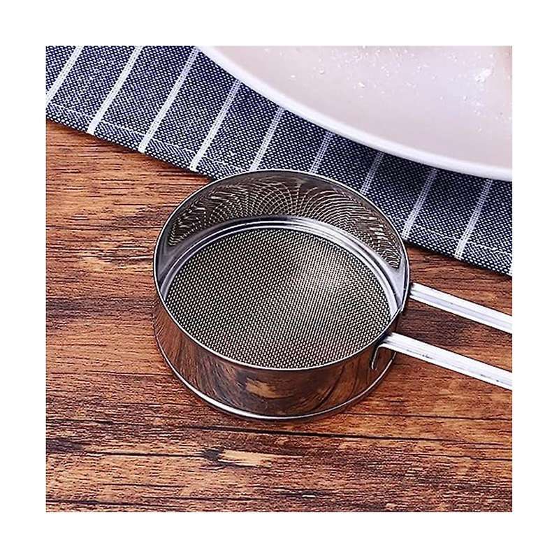 Stainless Steel Flour Sieve Handheld Small Sieve Household Kitchen Mesh Sieve for Sugar Flour Powde