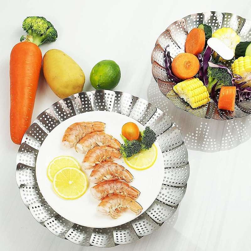 Stainless Steel Folding Vegetable Steamer Basket,Insert for Cooking Food,Expandable to Fit Various S