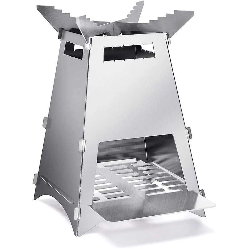 Stainless Steel Folding Camping Wood Stove, Lightweigt Portable Collapsible Wood Burning Stove for B