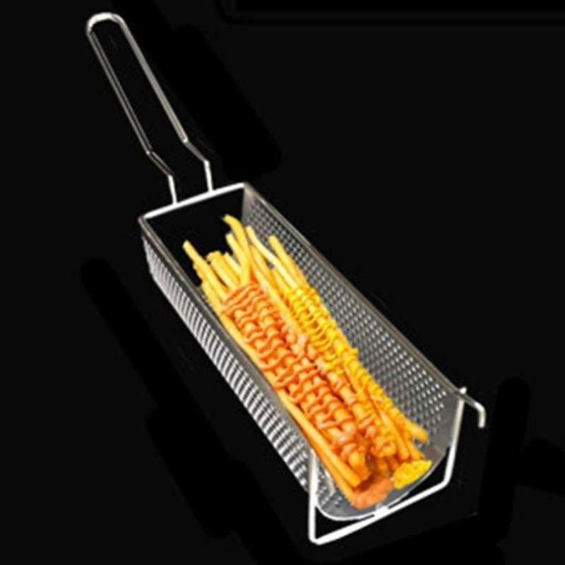 Stainless Steel Fried Basket Long Fry Potato Chip Container Best for French Fries Potato Chip Squee