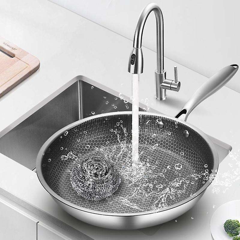 Stainless Steel Frying Pan Non-Stick Pot Cookware 28cm Fried Steak Pot Saucepan Single-Sided Honeyco