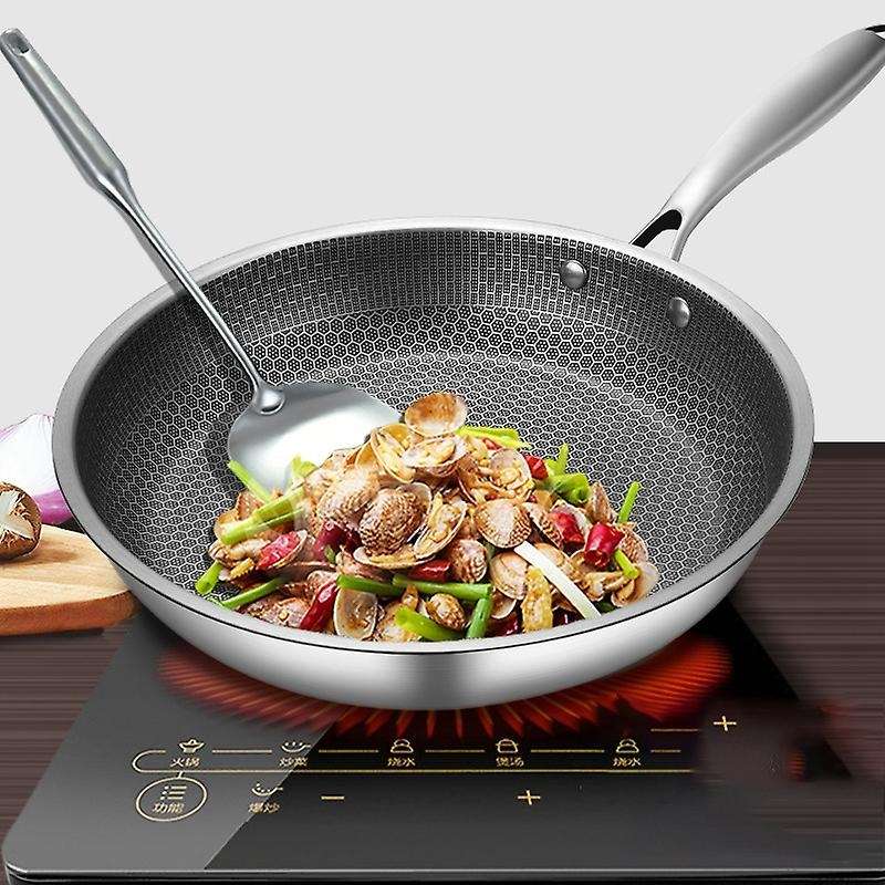 Stainless Steel Frying Pan Non-Stick Pot Cookware 28cm Fried Steak Pot Saucepan Single-Sided Honeyco
