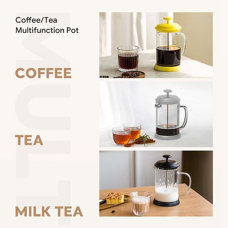 Stainless Steel Glass Teapot French Coffee Tea Percolator Filter Press Plunger 800ml Manual Coffee