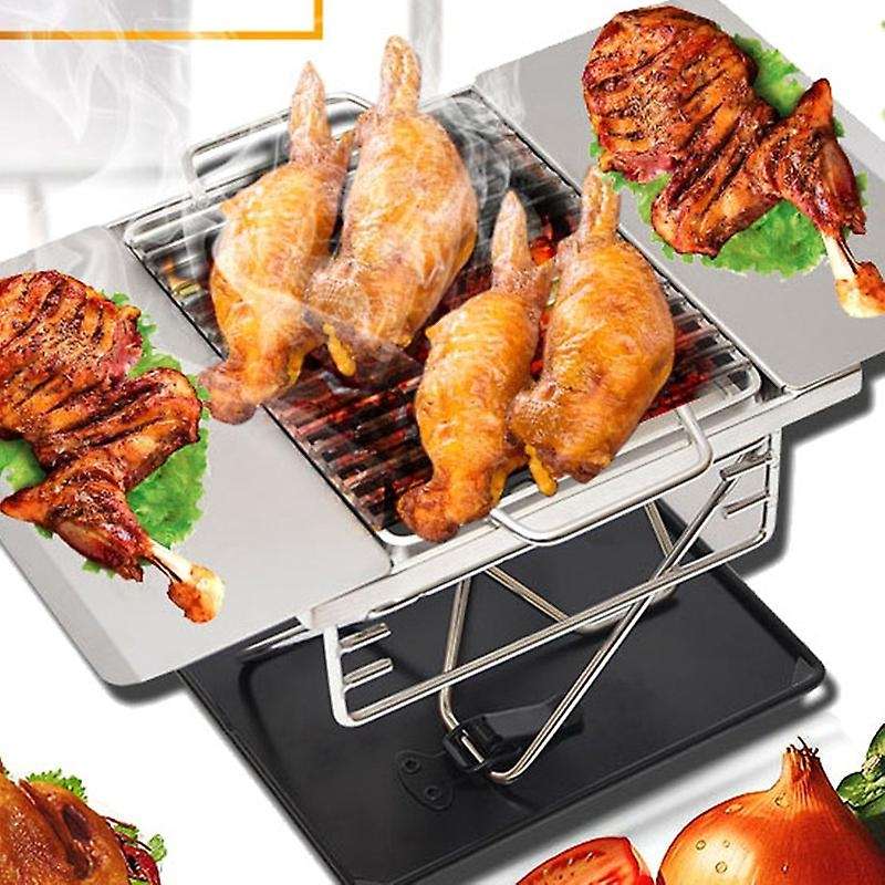 Stainless Steel Grill Outdoor Camping Folding Portable Cooking Stove Household Barbecue Tools