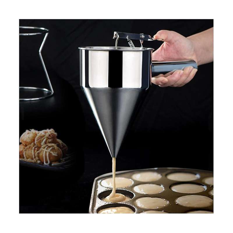 Stainless Steel Funnel Dispenser with Rack Cupcake Pancake Batter Maker Octopus Fish Ball Home Kitch