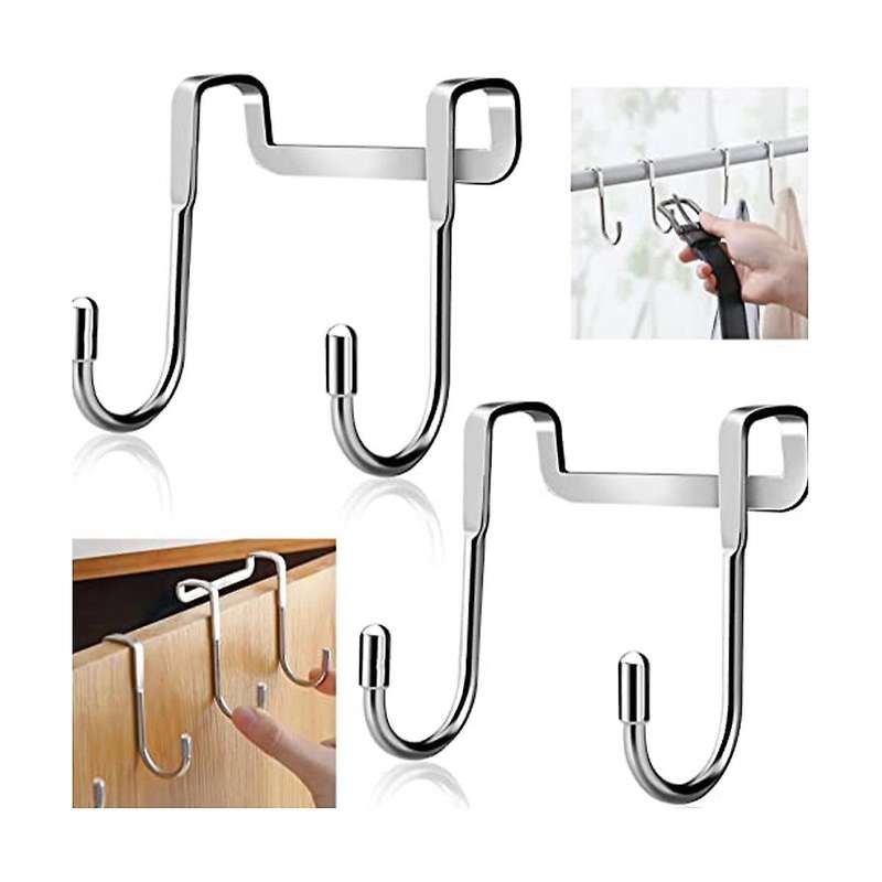 Stainless Steel Hook Double S-type Hook Door Hook Back Hook Multi-functional Wall Hook Door Back Ho