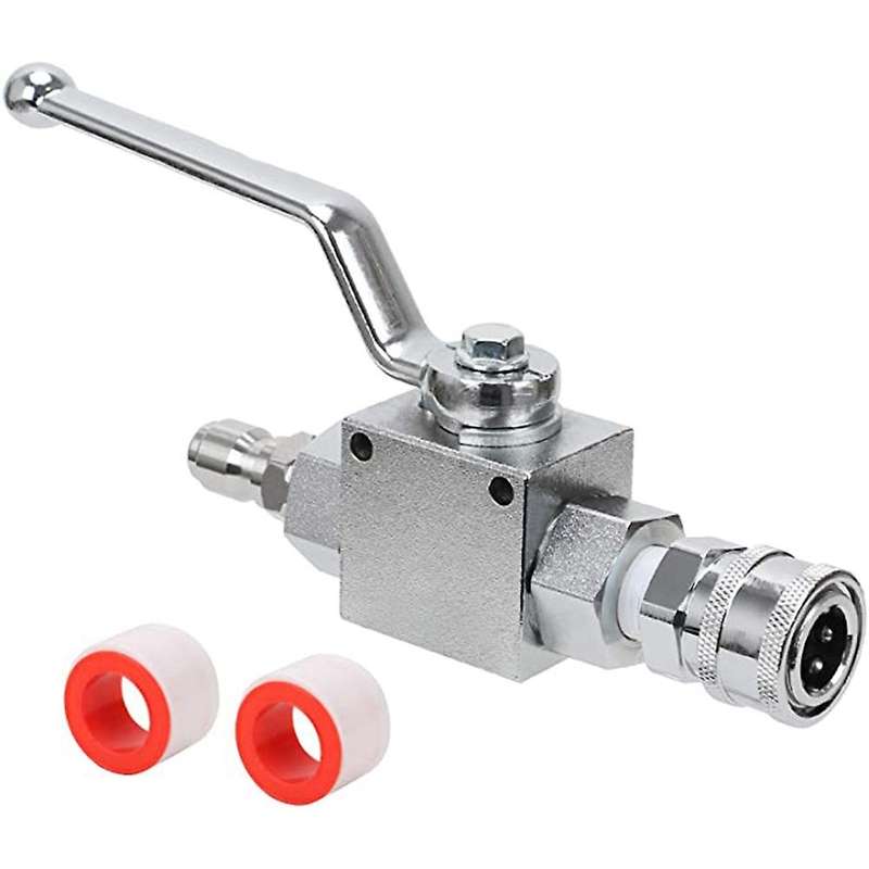 Stainless Steel High Pressure Washer Shut-Off Ball Valve Kit with 3/8Inch Quick Connect for Power Wa