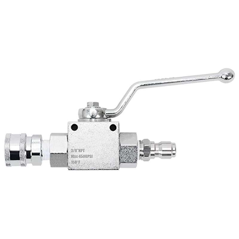 Stainless Steel High Pressure Washer Shut-Off Ball Valve Kit with 3/8Inch Quick Connect for Power Wa