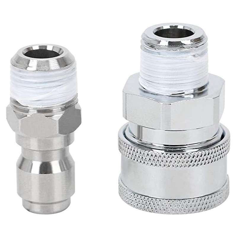 Stainless Steel High Pressure Washer Shut-Off Ball Valve Kit with 3/8Inch Quick Connect for Power Wa