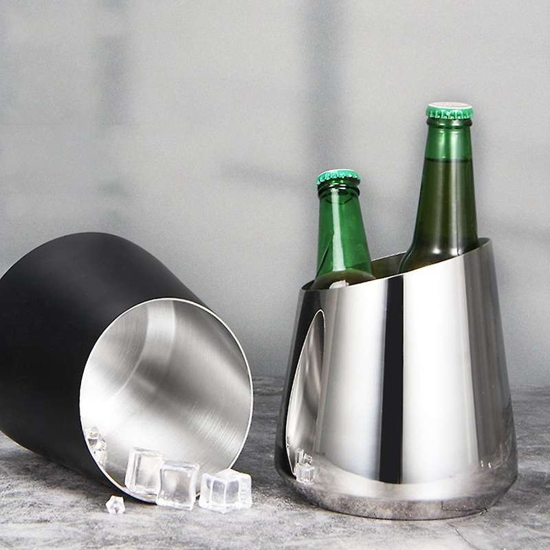 Stainless Steel Ice Bucket Champagne Bucket Bar Ktv Ice Bucket Household Beer Bucket Decorative Orn
